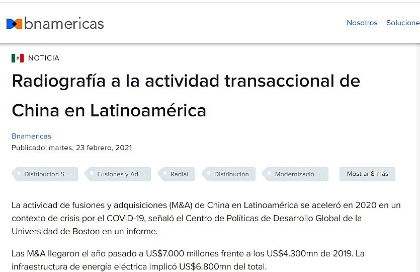 Radiografa a la actividad transaccional de China en Latinoamrica